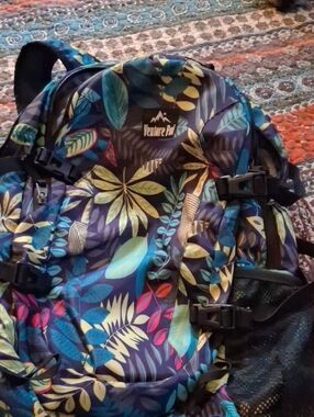 Women's Floral Print Backpack in Blue Multi